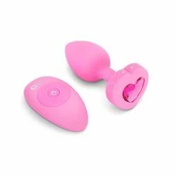B-Vibe Small Vibrating Heart Rechargeable Remote-Controlled Butt Plug With Heart-Shaped Jewel Base