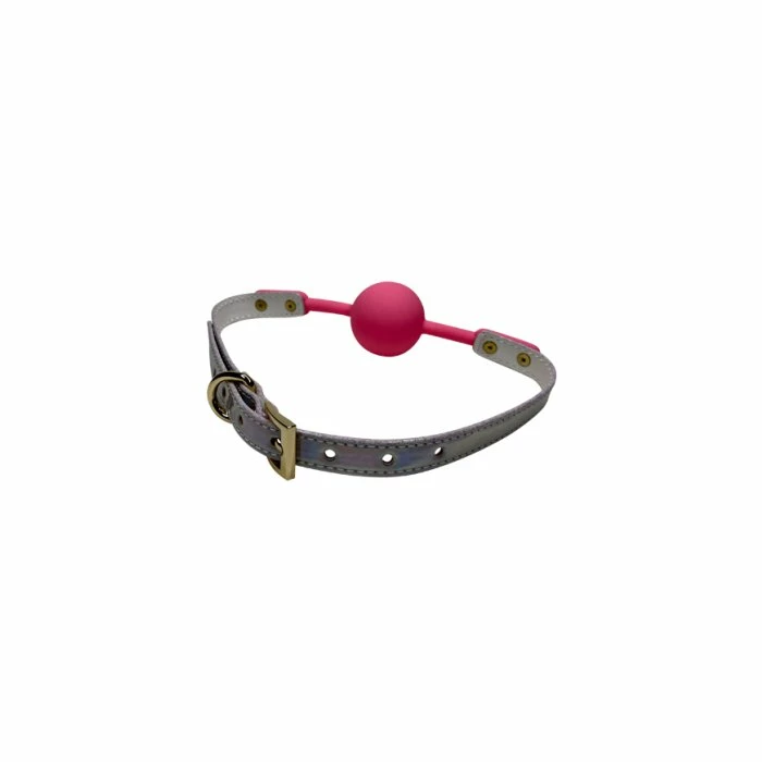 Holographic Bondage Holographic Vegan Leather Ball Gag 4 Holographic Bondage Holographic Vegan Leather Ball Gag - Image 2