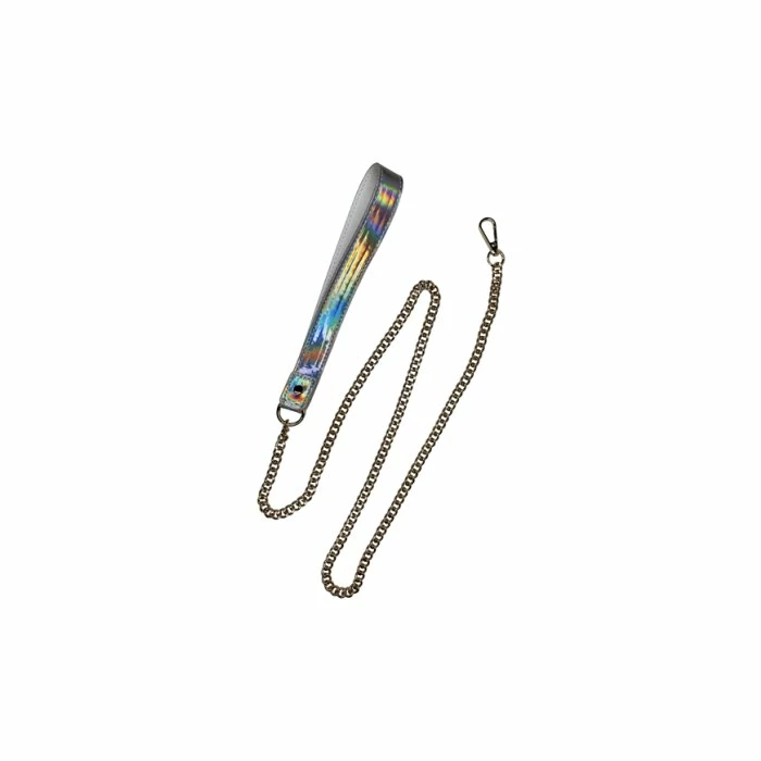 Holographic Bondage Holographic Vegan Leather & Chain Leash 4 Holographic Bondage Holographic Vegan Leather & Chain Leash - Image 2