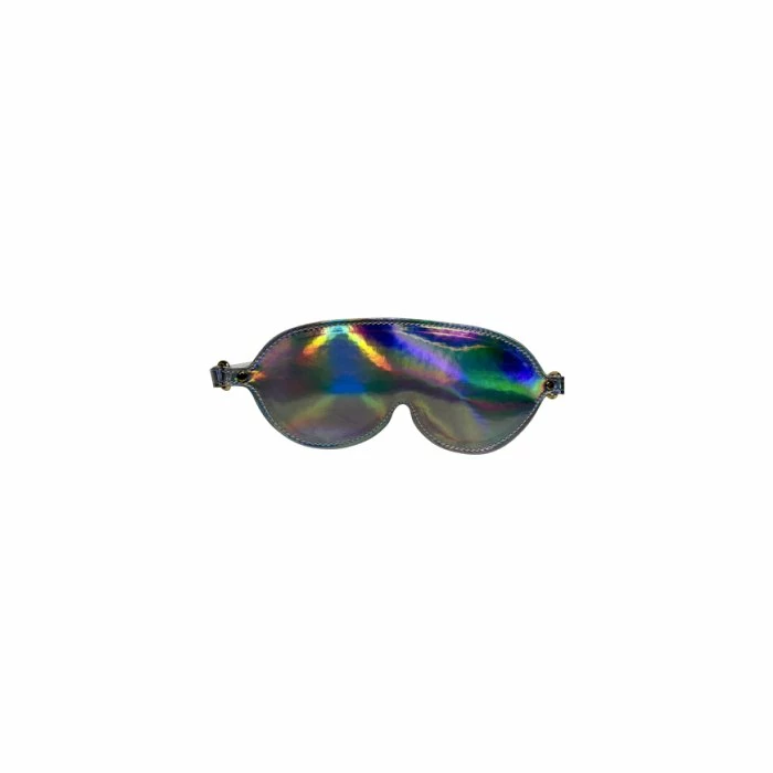 Holographic Bondage Holographic Vegan Leather Blindfold 4 Holographic Bondage Holographic Vegan Leather Blindfold - Image 2