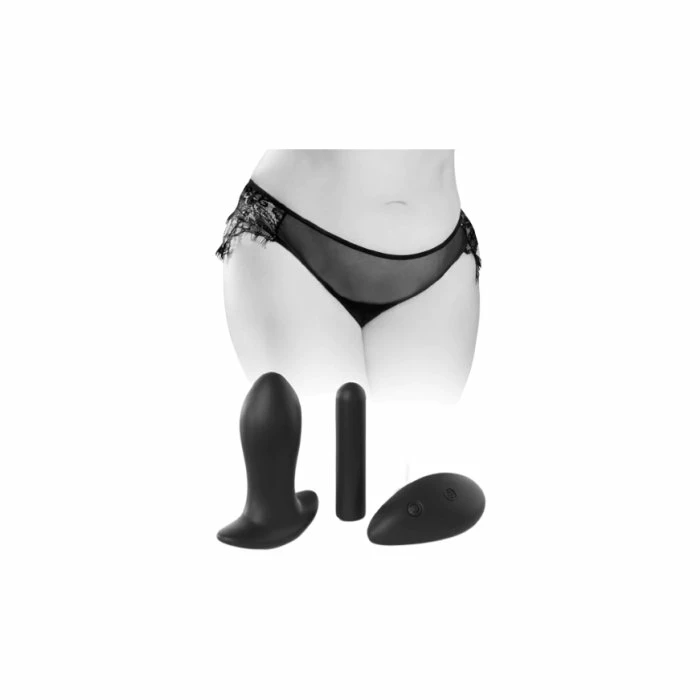 Pipedream Hookup Remote Control Butt Plug With Rechargeable Removable Bullet And Princess Crotchless Panty