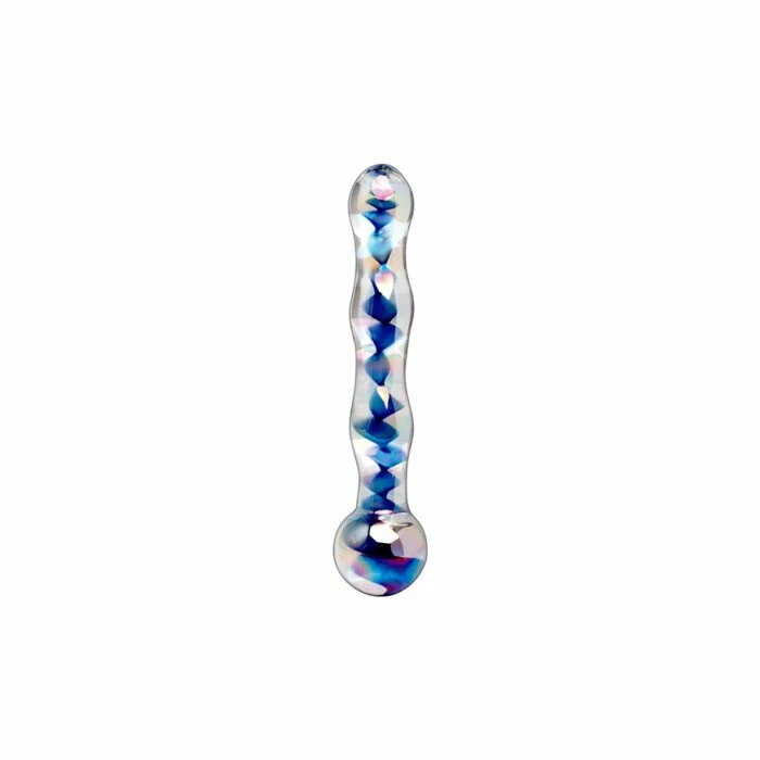 Pipedream Icicles No. 8 Blue Swirl Glass Dildo