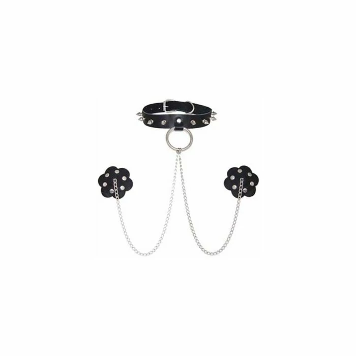 Neva Nude Pasties With Collar And Chain