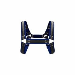 Shots Ouch Bulldog Chest Harness Blue And Black
