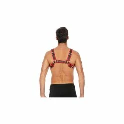 Shots Ouch Bulldog Chest Harness Red And Black
