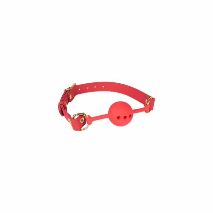 Spartacus Red Silicone Ball Gag With Vegan Leather Straps