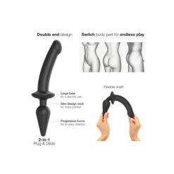 Lovely Planet USA Strap-On-Me Hybrid Collection Switch Plug-In Semi-Realistic Dual-Ended Dildo -Vibrators Sales Store strap on me hybrid collection switch plug in 2 small spectrum boutique